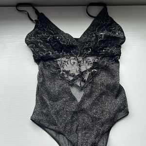 Black lace and mesh bodysuit